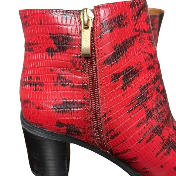 FRANCO SARTO Bette2‎ Red Wine Snake Leather Embossed Boots Women's Size 6.5 - Picture 6 of 9